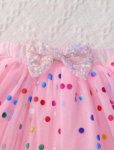 IMEKIS Baby Girl Half 1st 2nd Birthday Outfit Romper Confetti Tutu Skirt Dog Ears Hair Clips for Cake Smash Photo Shoot
