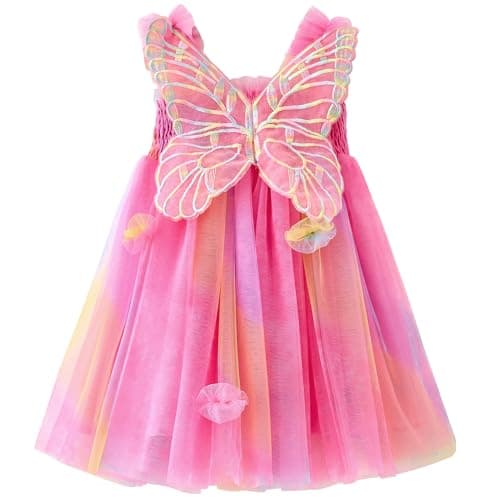 AGQT Baby Girls Butterfly Print Tulle Tutu Sundress 6M-6T