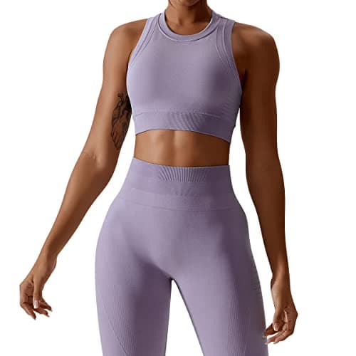 ABOCIW Women's Seamless Racerback Sports Bra & Leggings Set