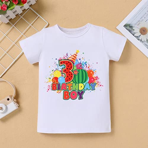 Toddler Boys Birthday Outfit with Melon Print: Romper Top, Jeans Shorts, and Suspenders