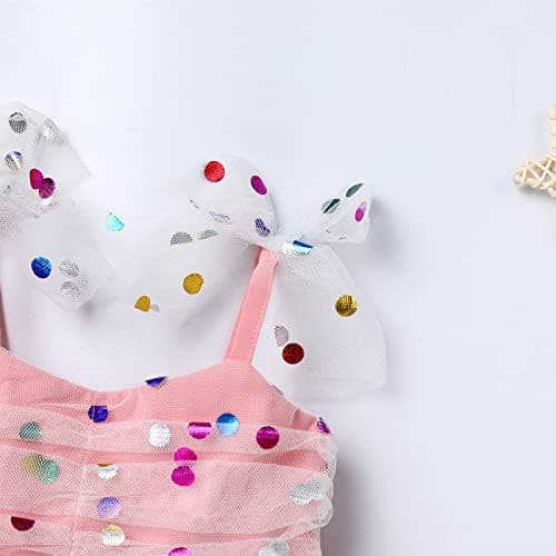 IDOPIP Baby Girls Tutu Sleeveless Backless Birthday Sundress Sequin Ruffle Tulle
