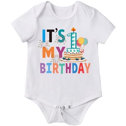 Xuomuen Cake Print Bodysuit for 1-Year-Old Baby Newborn Outfit