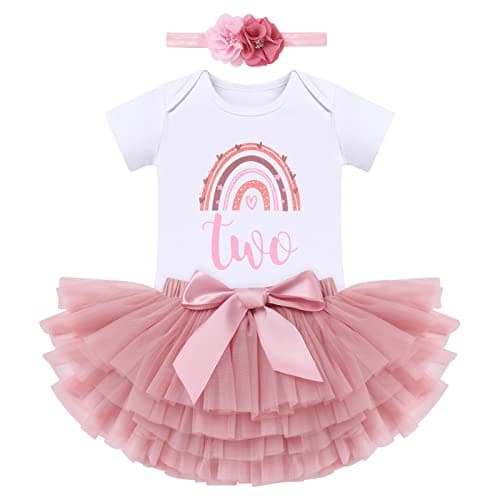 ODASDO Boho Rainbow Birthday Cake Smash Outfit Set
