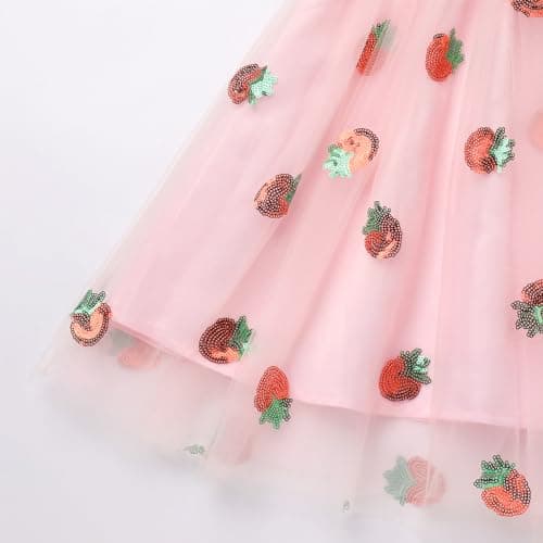 IMEKIS Kid's Strawberry Birthday Tulle Dress for 1-6T Pageant Parties