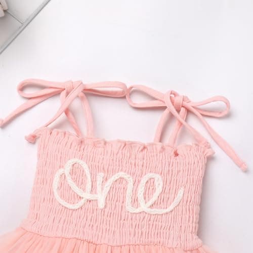 Girl's First Birthday Outfit: Smocked Romper Tutu Dress + Headband