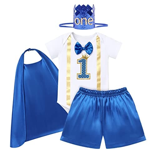 AWIBMK Baby Boys 1st Birthday Cake Smash Outfit 4PC Costume Set