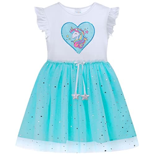 VASCHY Cute Ruffle Tulle Dress for Girls, Toddler to Big Kid Size 2-10T