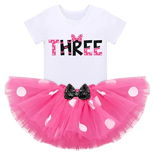 Kids Girls 3rd Birthday Cake Smash Outfit with Polka Dots Tutu Skirt