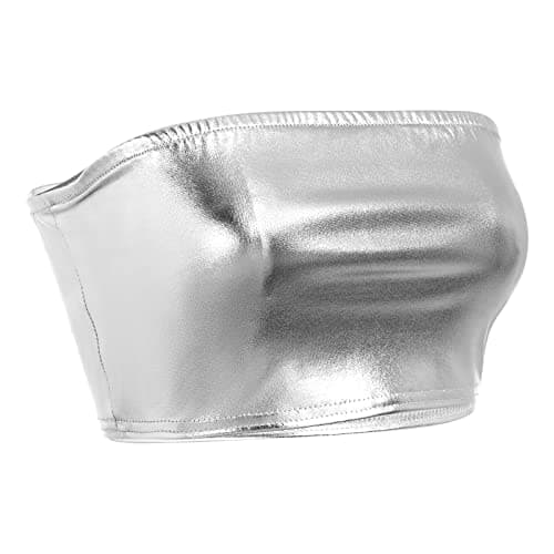 Metallic Rave Outfit for Women: Shiny Crop Top and Shorts for Music Festivals, Halloween Cosplay and Dance Clubwear