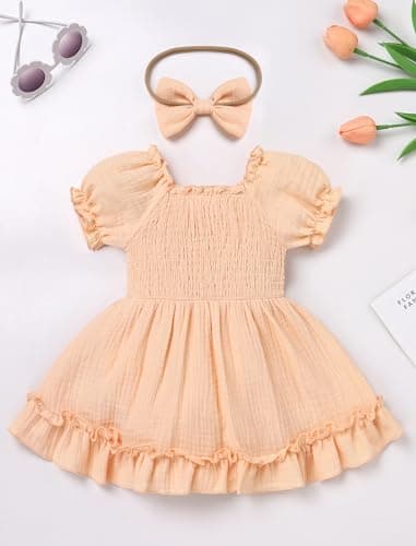 IMEKIS Baby Girl Half 1st Birthday Smocked Strawberry Dress