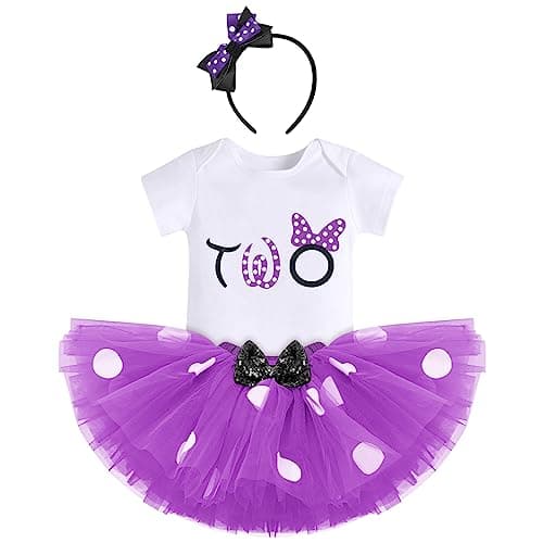 IBTOM CASTLE Polka Dots Romper Tutu Dress for Baby Girls Birthday Outfit
