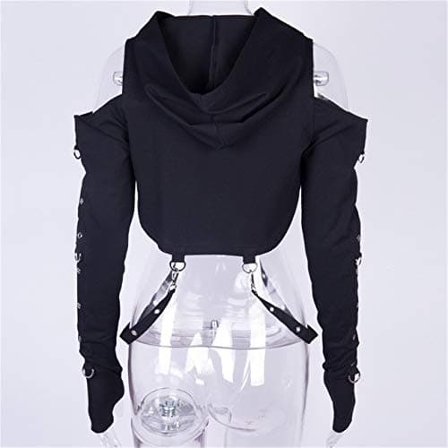 Gothic Punk Hoodies for Women in Crop Tops Style