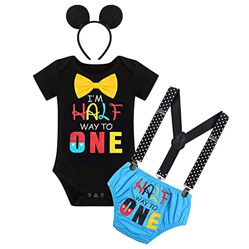 Half Way to One Cake Smash Outfit for Baby Boy