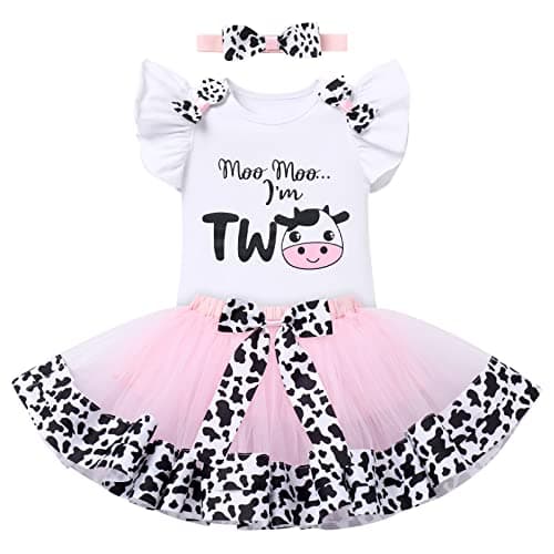 IMEKIS Baby Girl 1st Birthday Outfit with Romper and Tutu Skirt