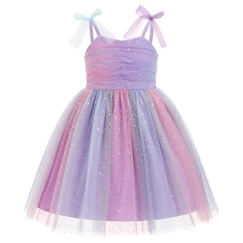 IDOPIP Baby Girls Tutu Sleeveless Backless Birthday Sundress Sequin Ruffle Tulle