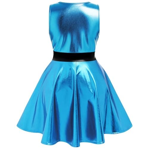 IMEKIS Holographic Skater Dress for Girls 3-12T - Perfect for Halloween, Music Festivals, and Cosplay