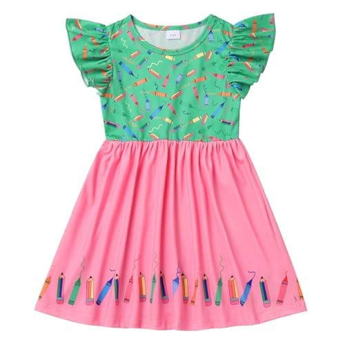 Toddler Girls Back to School Apple Print Dress
