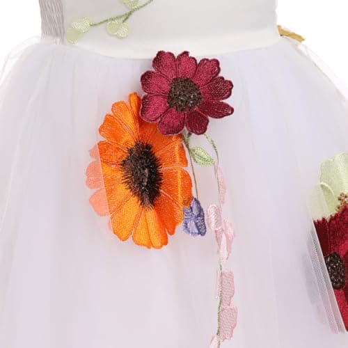 IMEKIS Toddler Girl Birthday Princess Dress Flower Embroidery Tulle Wedding Veil 1-6T