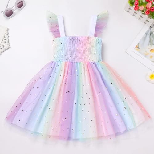 IMEKIS Boho Floral Backless Tulle Dress for Toddler Birthday Parties