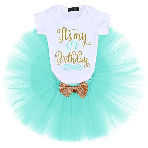 ODASDO Baby Girl Birthday Cake Smash Tutu Dress Romper 3pcs Set