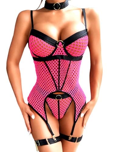 Rave Outfits Fishnet, Strappy Backless Lingerie