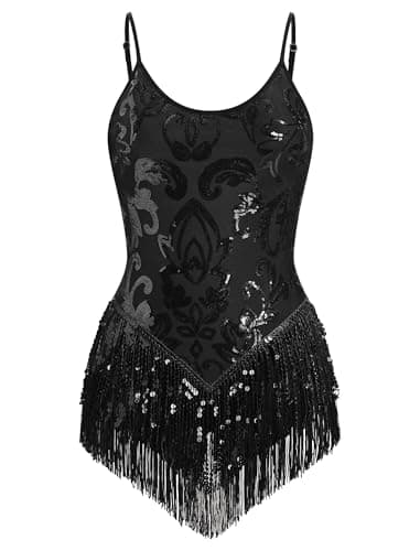 Women's Sequin Tassel Bodysuit for Music Festivals and Nightclubs