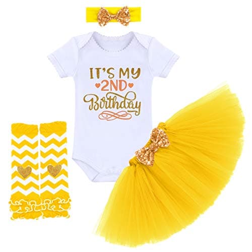 ODASDO 1st / 2nd / Half Birthday Tutu Skirt Smash Cake Set 4pcs Party Clothes