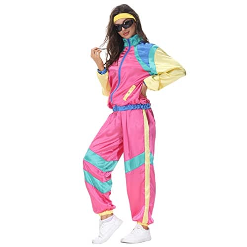 80s Retro Hip Hop Windbreaker Tracksuit for Women Men