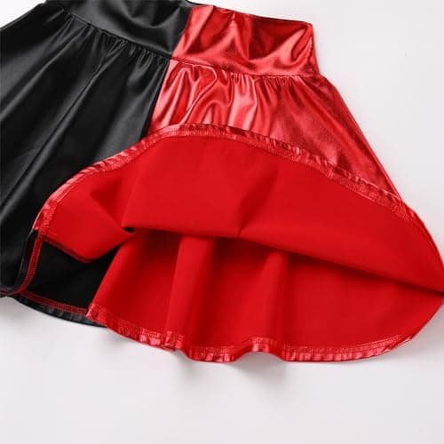 IMEKIS Women's Shiny Pleated Mini Skater Skirt for Sparkly Halloween Cosplay