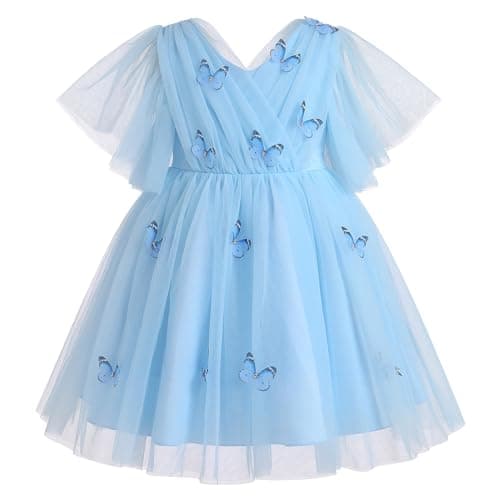 IMEKIS Kids Princess Butterfly Dress for 3-8T Wedding Party Photo Shoot