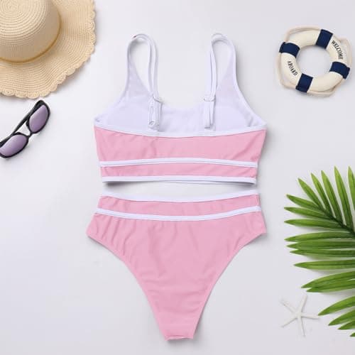 IMEKIS Women's Summer Two-Piece Bikini Set Color Block Swimsuit