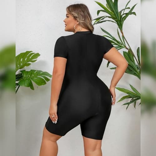 IMEKIS Plus Size Women's UPF 50+ One Piece Rash Guard Swimsuit
