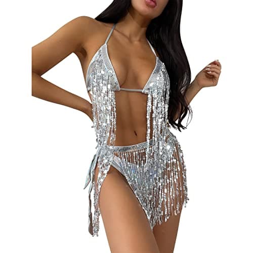 IMEKIS Metallic Rave Outfit for Women