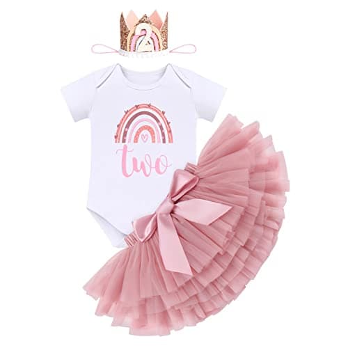 Boho Rainbow 1st Birthday Outfit for Baby Girls
