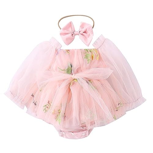 Newborn Baby Girls Butterfly Romper Princess Dress for 1st Birthday Photo Shoot
