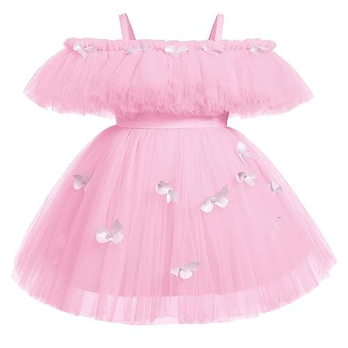 ODOLDI Toddler Butterfly Tulle Birthday Dress High Low