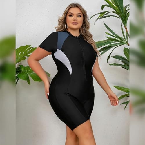 IMEKIS Plus Size Women's UPF 50+ One Piece Rash Guard Swimsuit