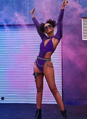 Ella Lust Rave Neon Bodysuit & Crop Top 2pcs Set