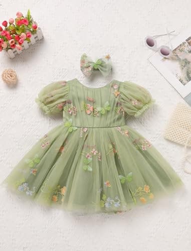 IMEKIS Toddler Girls Sparkle Butterfly Mesh Sleeve Dress