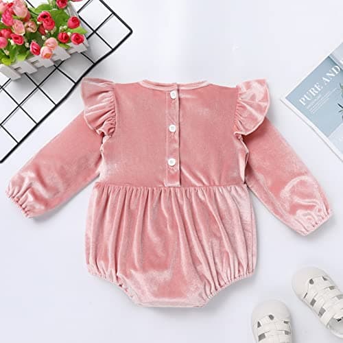 IBTOM CASTLE Baby Girl Velvet Romper Bow Headband Christmas Outfit