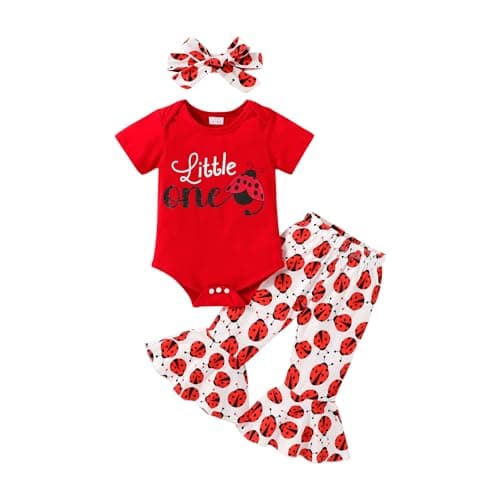 YOUNGER TREE Baby Girl 1st Birthday Outfit: Romper & Flared Pants
