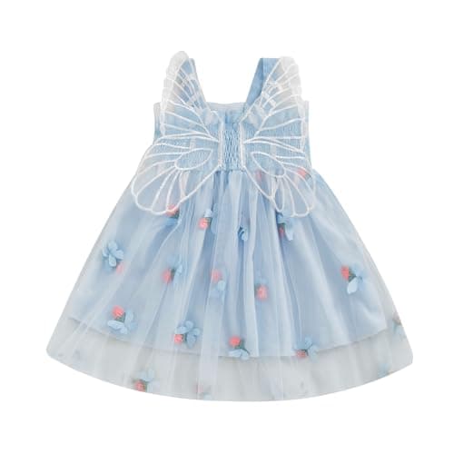 Ginevsal Toddler Butterfly Sleeveless Summer Dress Flowers Tulle