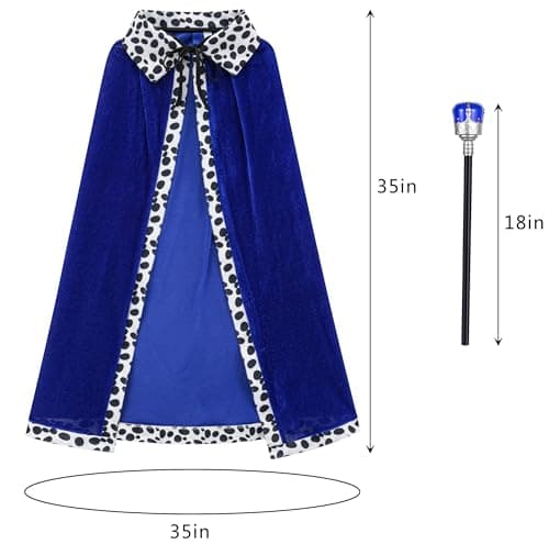 King Costume with Cloak Crown Scepter for Boys' Halloween Cosplay