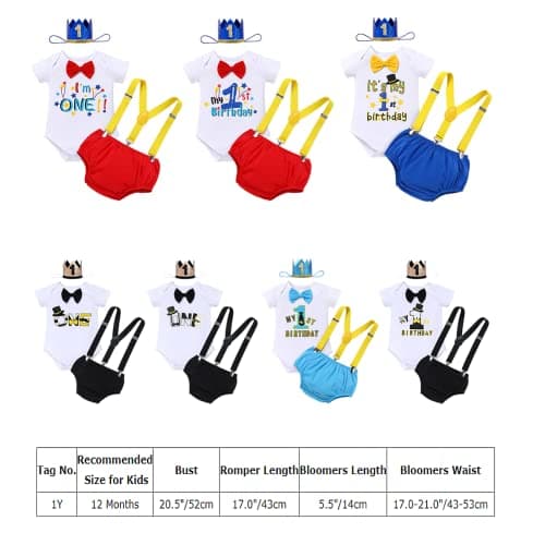 Baby Boy 1st Birthday Cake Smash Outfit 4pcs Set