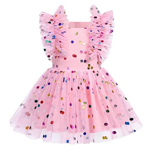 Colorful Polka Dots Romper Tutu Dress for Baby Girls 1st Birthday Party