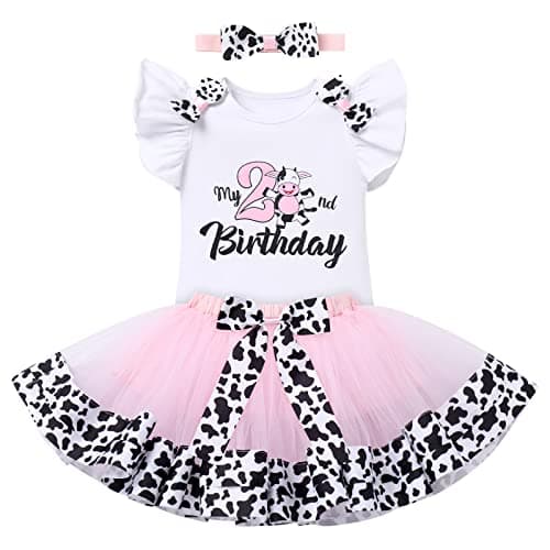 IMEKIS Baby Girl 1st Birthday Outfit with Romper and Tutu Skirt