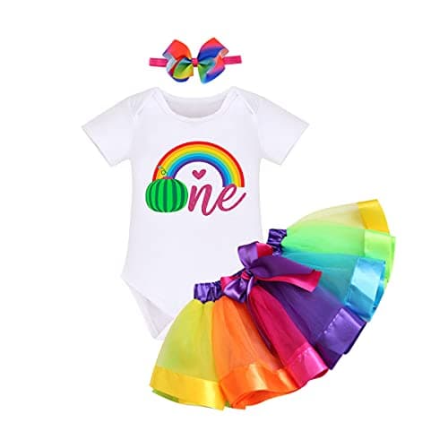 ODASDO Rainbow Tutu Birthday Smash Outfit for Toddler Girls