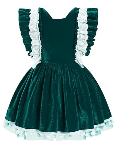 IMEKIS Newborn Baby Girl Velvet Christmas Romper Tulle Dress