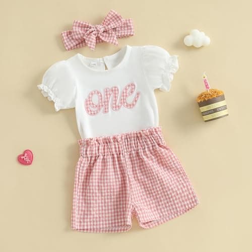 Amiblvowa Toddler Girl 1st 2nd 3rd Birthday Smash Cake Outfit