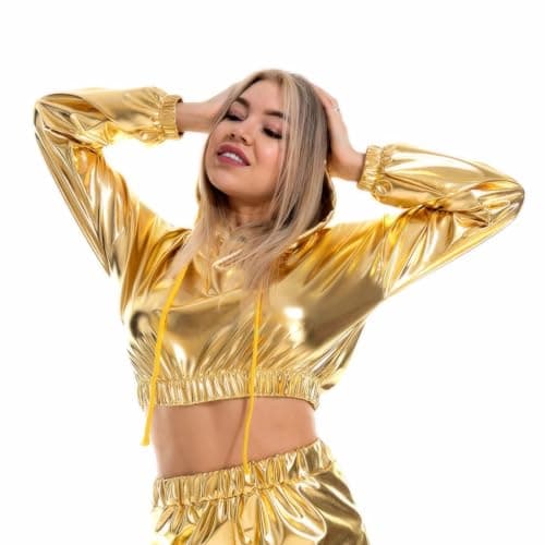 Yuji Itadori Metallic Shiny Crop Hoodies Hooded Sweatshirts